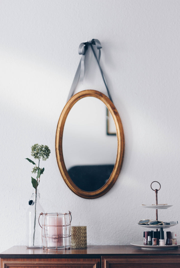 Oval Wooden Wall Mirror