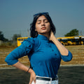 Relaxed Fit Blue Button Shirt